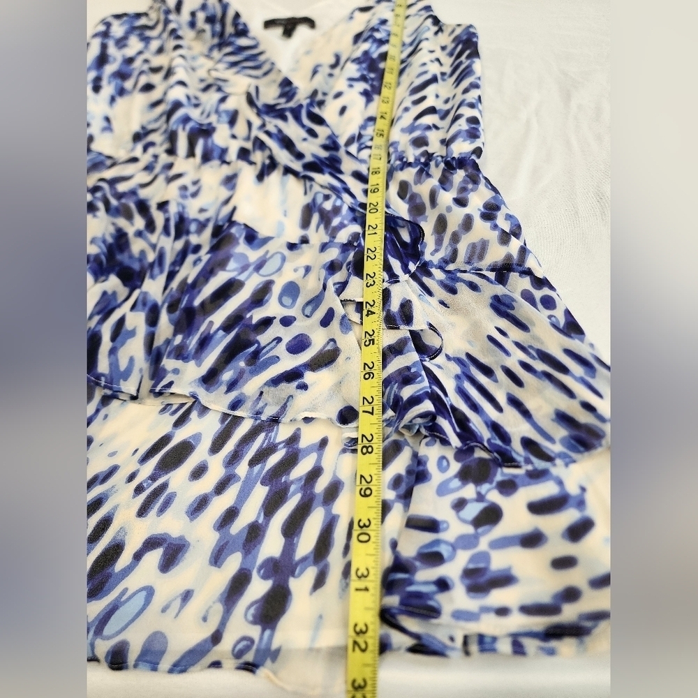 BCBGMaxAzria White and Blue Printed Mini Dress - Picture 7 of 16